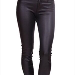 Celebrity pink faux leather zipper ankle pants black
